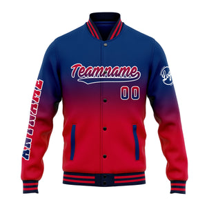 Chaqueta universitaria personalizada estilo Letterman para hombres-mujeres y jóvenes-color azul marino y rojo