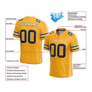 custom authentic football jersey gold black-white mesh