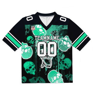 Camiseta de fútbol personalizada con nombre y número del equipo bordados y estampados-estilo grafiti con calavera -Verde claro