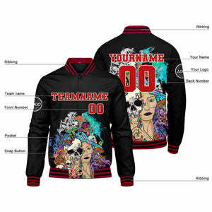 Chaqueta universitaria personalizada estilo Letterman para hombres-mujeres y jóvenes-color rojo