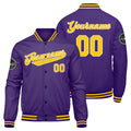 Chaqueta universitaria personalizada estilo Letterman para hombres-mujeres y jóvenes-color morado y amarillo