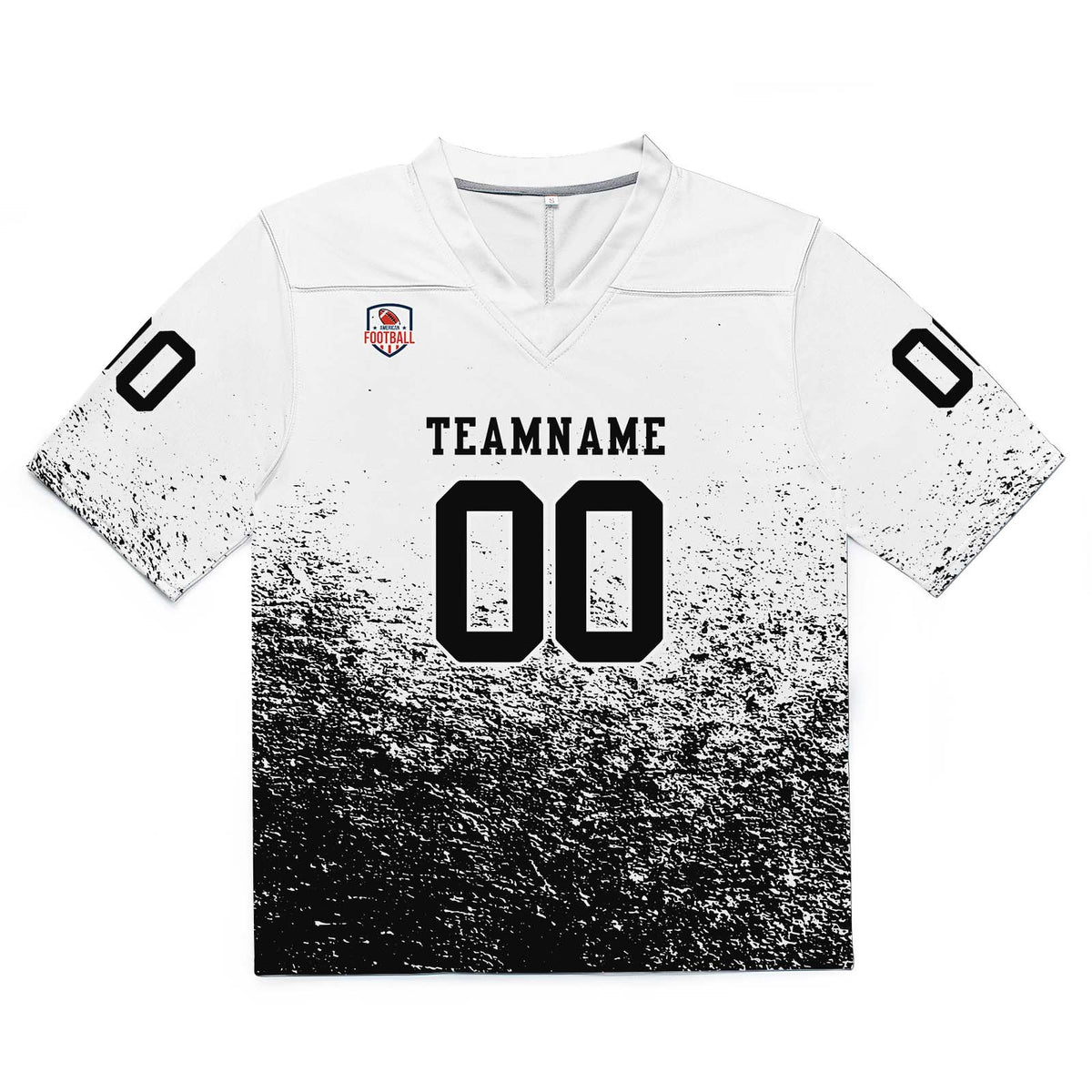 Camiseta de fútbol personalizada con nombre y número del equipo impresos y bordados-color blanco y negro