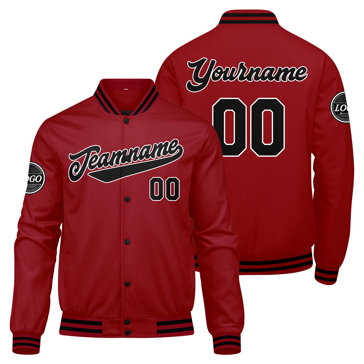Chaqueta universitaria personalizada estilo Letterman para hombres-mujeres y jóvenes-color rojo y negro