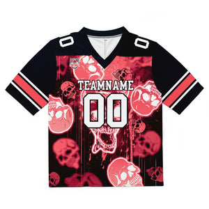 Camiseta de fútbol personalizada con nombre y número del equipo bordados y estampados-estilo grafiti con calavera -Rojo claro