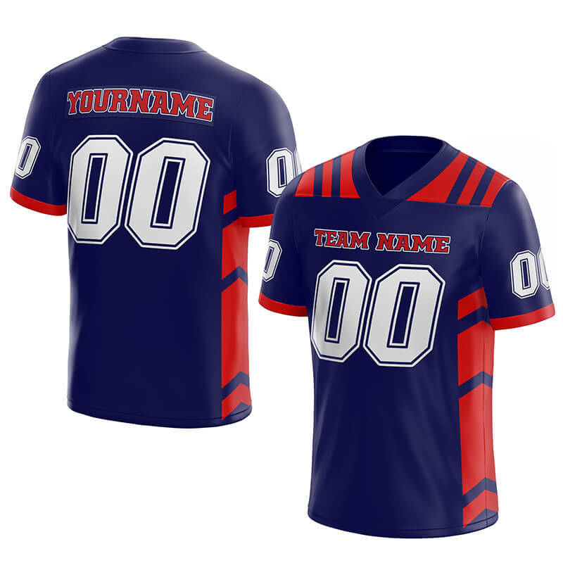 custom authentic football jersey navy-red-white