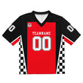 Camiseta de fútbol personalizada con nombre y número del equipo impresos y bordados-en rojo-negro y blanco