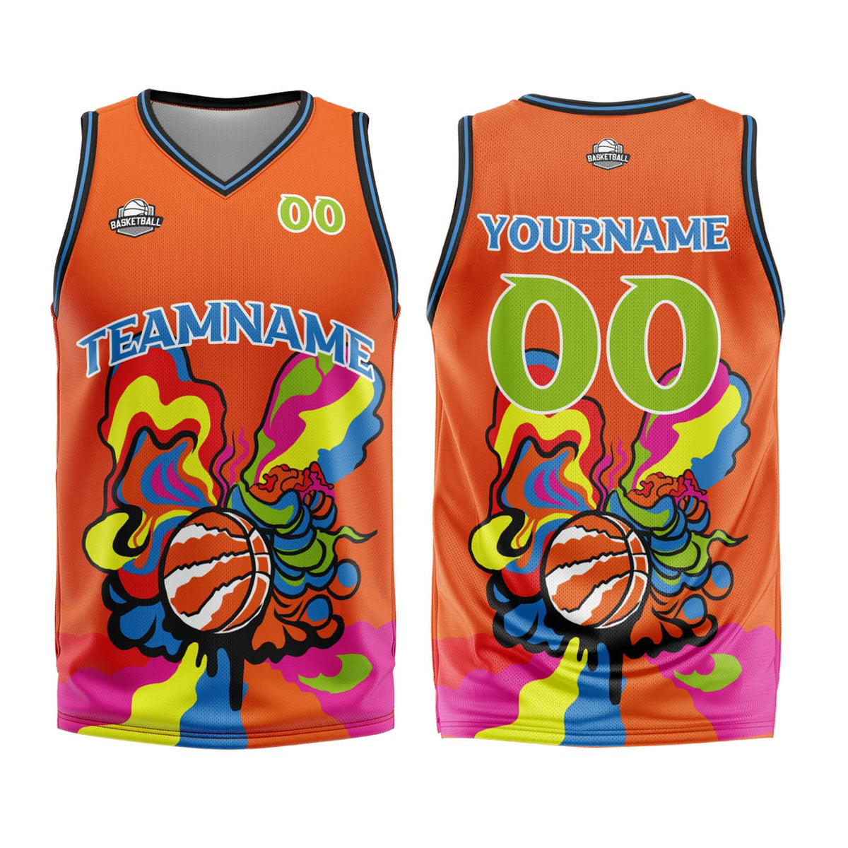 Uniforme de baloncesto naranja personalizado con tu logotipo-nombre y número impresos