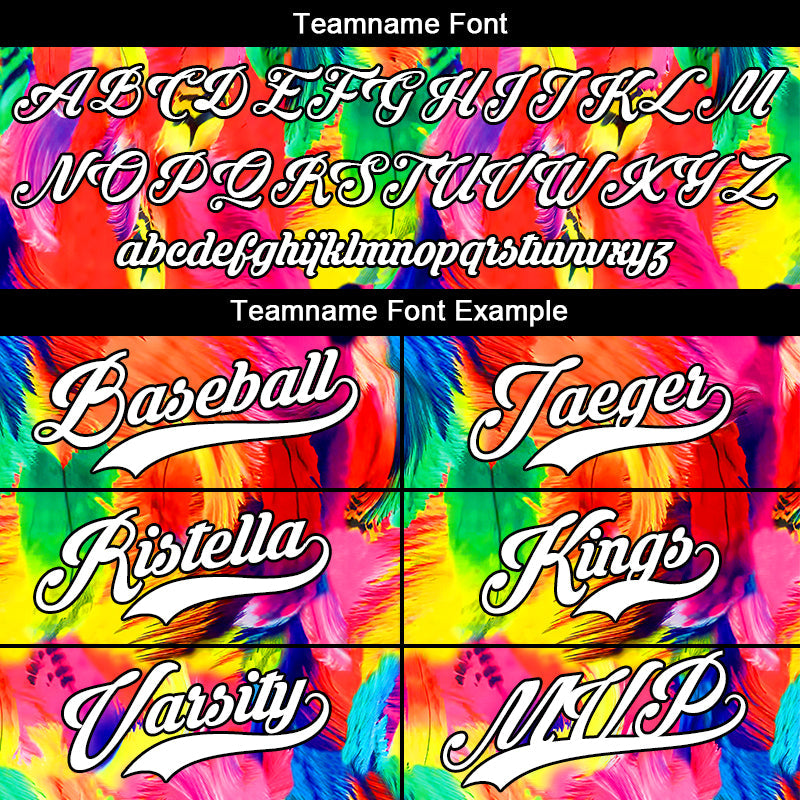 custom full print design authentic colorful feather baseball jersey