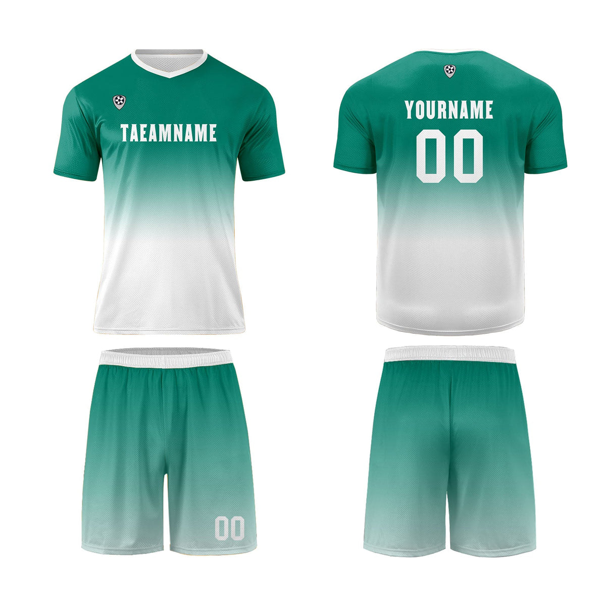 Conjunto personalizado de camiseta de uniforme verde oscuro y blanco para niños y adultos