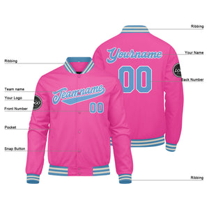 Chaqueta universitaria personalizada estilo Letterman para hombres-mujeres y jóvenes-color rosa y azul claro