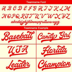 Camiseta de béisbol personalizada con diseño bordado & estilo hip hop & color crema-rojo