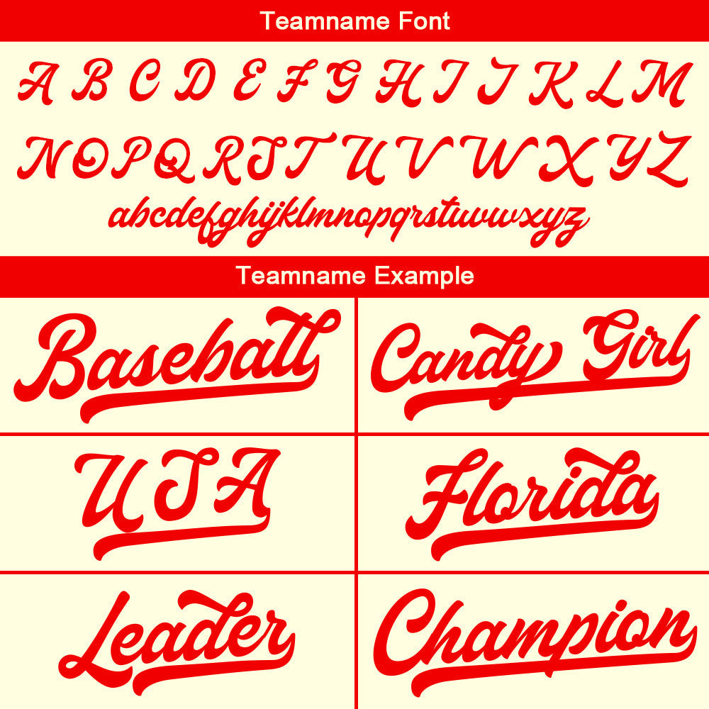 Camiseta de béisbol personalizada con diseño bordado & estilo hip hop & color crema-rojo