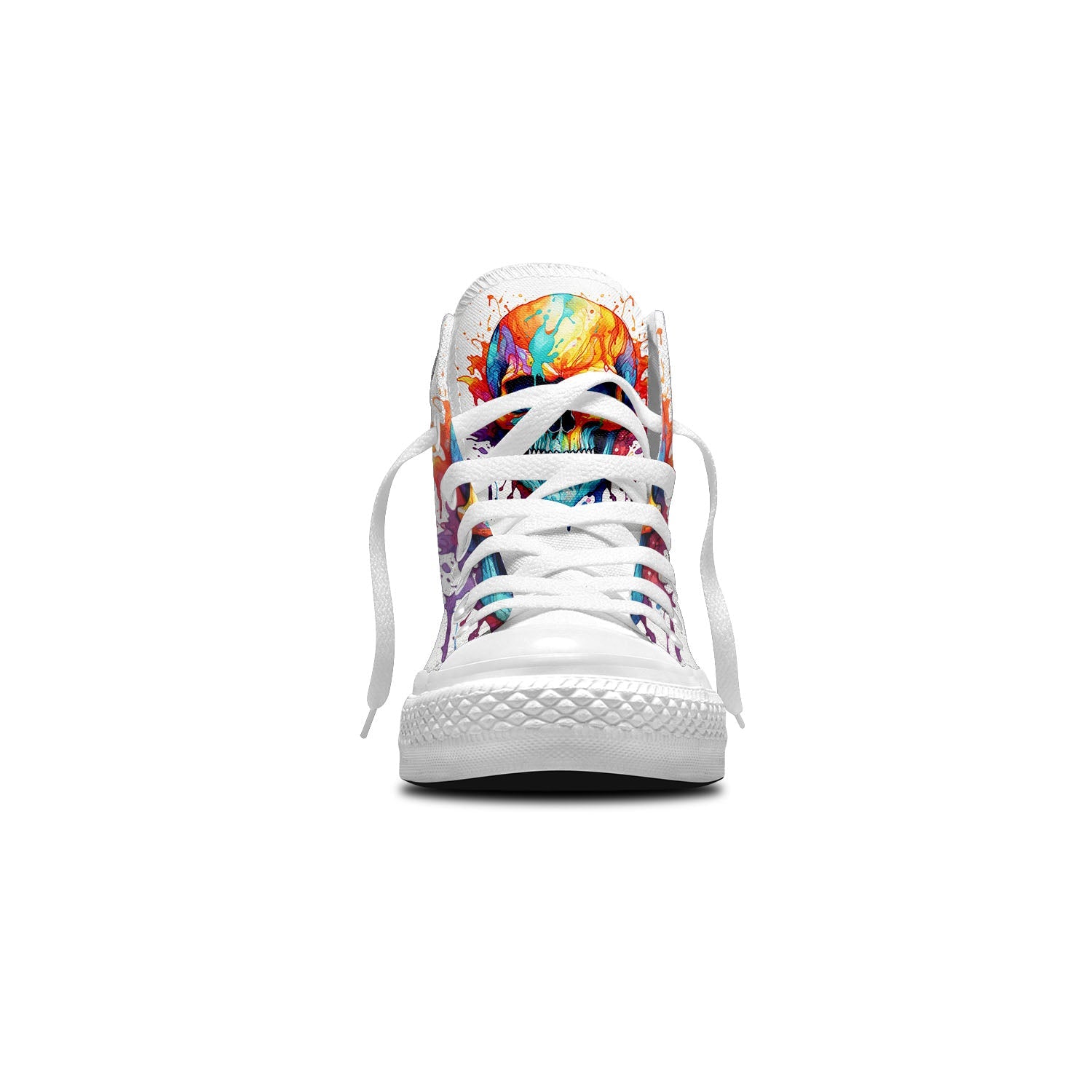 Paleta gótica: Zapatillas de lona de media caña para hombre y mujer: Abraza la elegancia oscura con un diseño de calaveras a lápiz-una fusión de colores y patrones intrincados