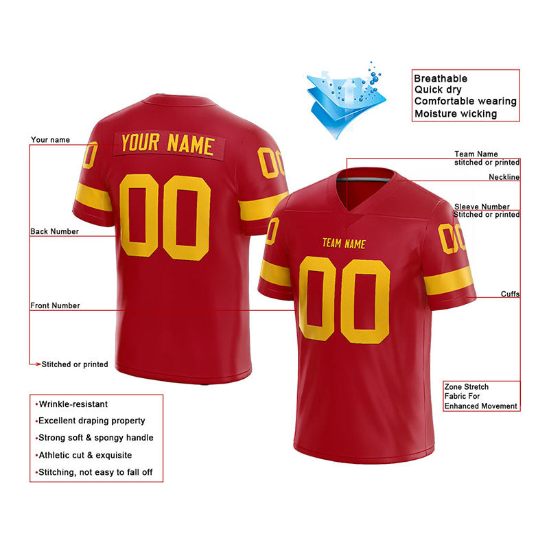 customized  authentic football jersey red-yellow