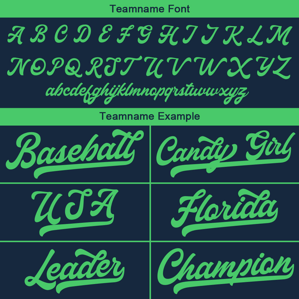 Camiseta de béisbol personalizada con diseño bordado & estilo hip hop & azul marino y verde