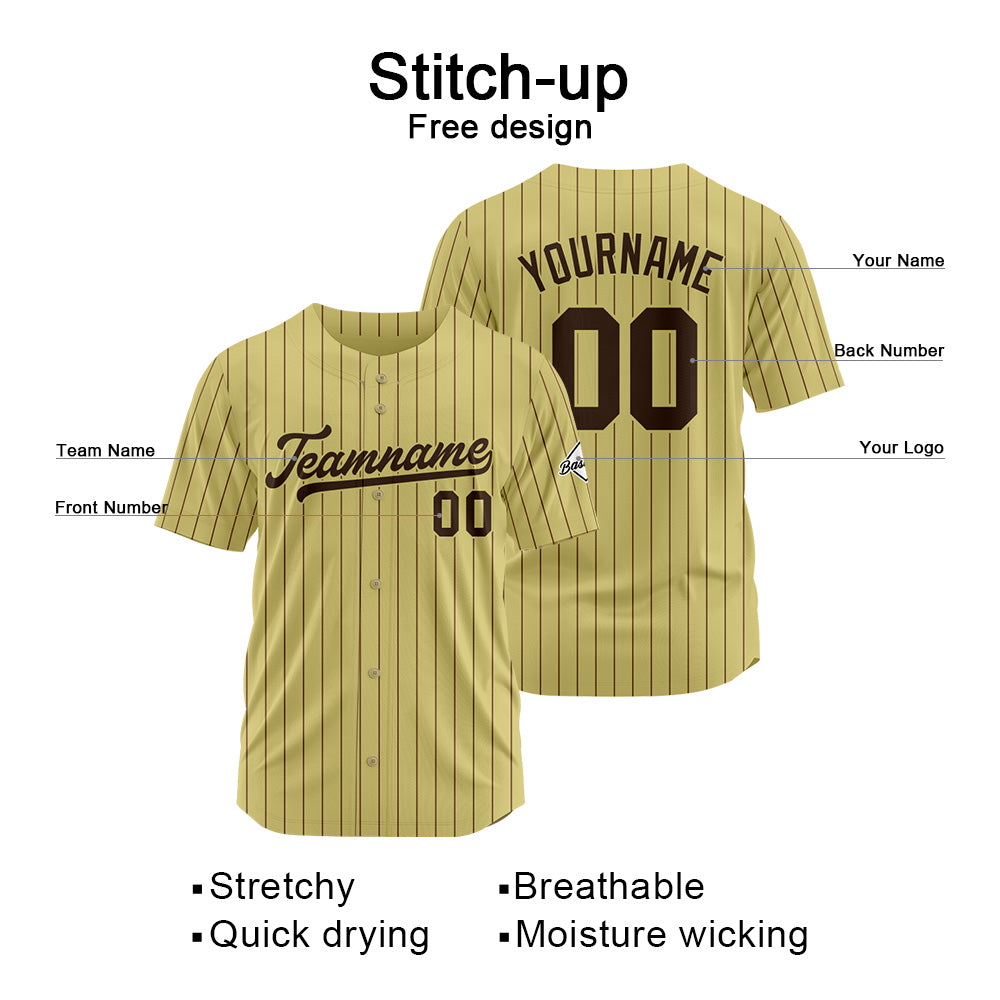 Camiseta de béisbol personalizada con diseño bordado & estilo hip hop & color dorado-marrón