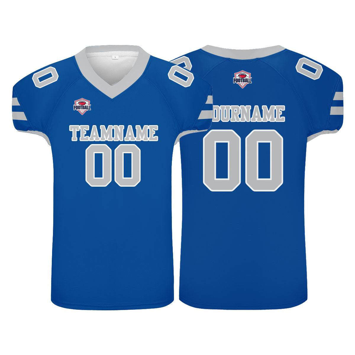 Camiseta de fútbol personalizada con nombre y número del equipo impresos en azul