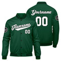 Chaqueta universitaria personalizada estilo Letterman para hombres-mujeres y jóvenes en verde-negro y blanco