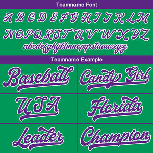Camiseta de béisbol personalizada con diseño bordado & estilo hip hop & color verde y morado