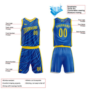 Uniforme de baloncesto azul personalizado con tu logotipo-nombre y número impresos