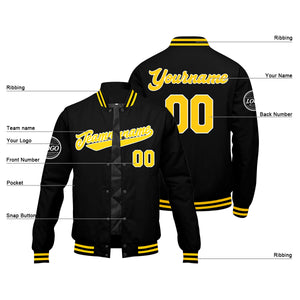 Chaqueta universitaria personalizada estilo Letterman para hombres-mujeres y jóvenes-color negro y amarillo