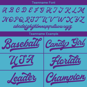 Camiseta de béisbol personalizada con diseño bordado & estilo hip hop & color azul claro-morado