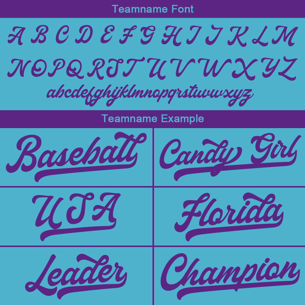 Camiseta de béisbol personalizada con diseño bordado & estilo hip hop & color azul claro-morado