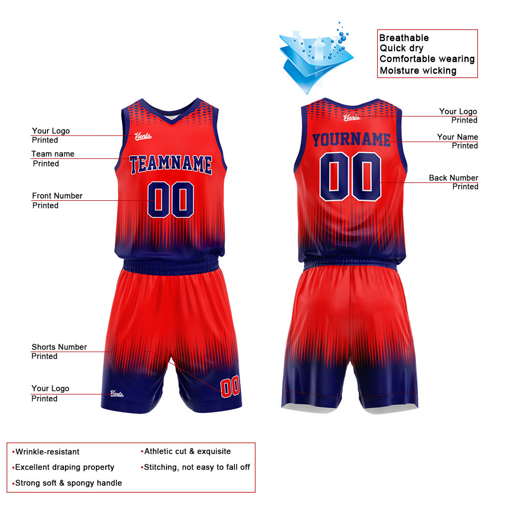 Uniforme de baloncesto personalizado de la Marina Roja impreso con su logotipo-nombre y número