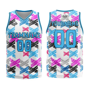 Uniforme de baloncesto azul claro personalizado con tu logotipo-nombre y número impresos
