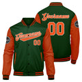 Chaqueta universitaria personalizada estilo Letterman para hombres-mujeres y jóvenes-color verde oscuro y naranja