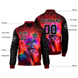Chaqueta universitaria personalizada estilo Letterman para hombres-mujeres y jóvenes-color rojo y negro
