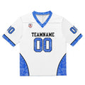 Camiseta de fútbol personalizada con nombre y número del equipo bordados-color blanco y azul