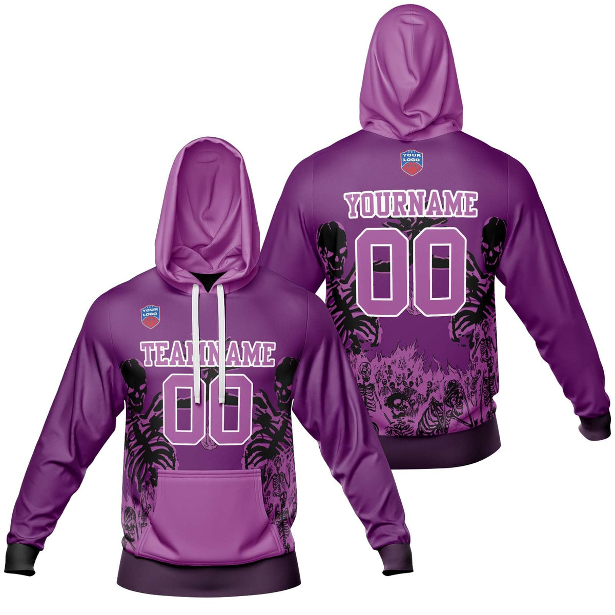 Sudadera con capucha degradada personalizada para hombre-mujer-niña o niño Imprime tu logotipo-nombre y número