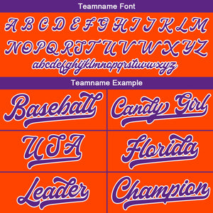 Camiseta de béisbol personalizada con diseño bordado & estilo hip hop & color naranja y morado