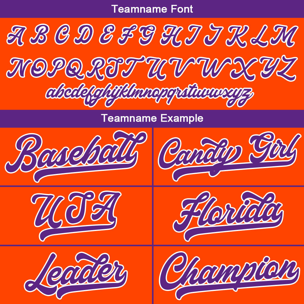Camiseta de béisbol personalizada con diseño bordado & estilo hip hop & color naranja y morado