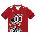 Camiseta de fútbol personalizada con nombre y número del equipo impresos y bordados en color rojo
