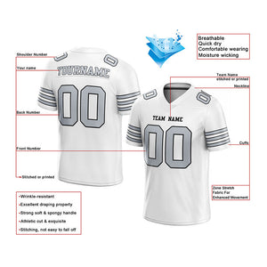 customized  authentic football jersey white gray-black mesh