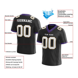 custom authentic football jersey black white-old gold  mesh