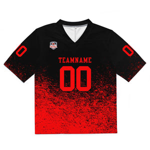 Camiseta de fútbol personalizada con nombre y número del equipo impresos y bordados-color negro y rojo