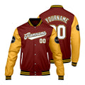 Chaquetas universitarias rojas y amarillas personalizadas para hombres & mujeres y jóvenes & Chaquetas Letterman personalizadas