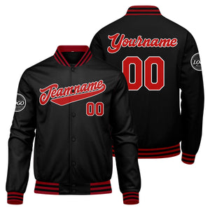 Chaqueta universitaria personalizada estilo Letterman para hombres-mujeres y jóvenes-color rojo y negro