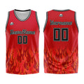 Uniforme de baloncesto personalizado con diseño de llama roja-impreso con tu logotipo-nombre y número