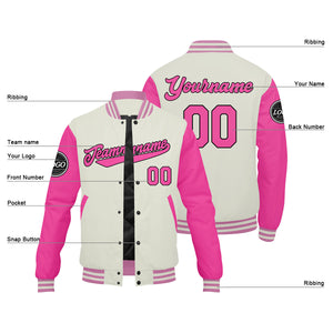 Chaqueta universitaria personalizada estilo Letterman para hombres-mujeres y jóvenes-color rosa