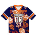 Camiseta de fútbol personalizada con nombre y número del equipo bordados y estampado de calavera estilo grafiti -Naranja