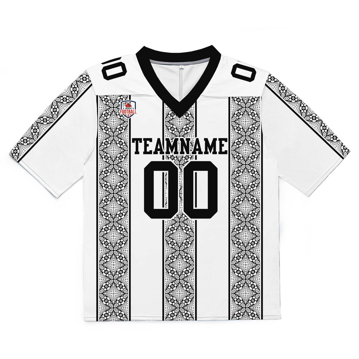 Camiseta de fútbol personalizada con nombre y número del equipo impresos y bordados-color blanco y negro