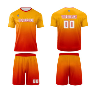 Conjunto personalizado de camiseta de uniforme naranja y rojo para niños y adultos