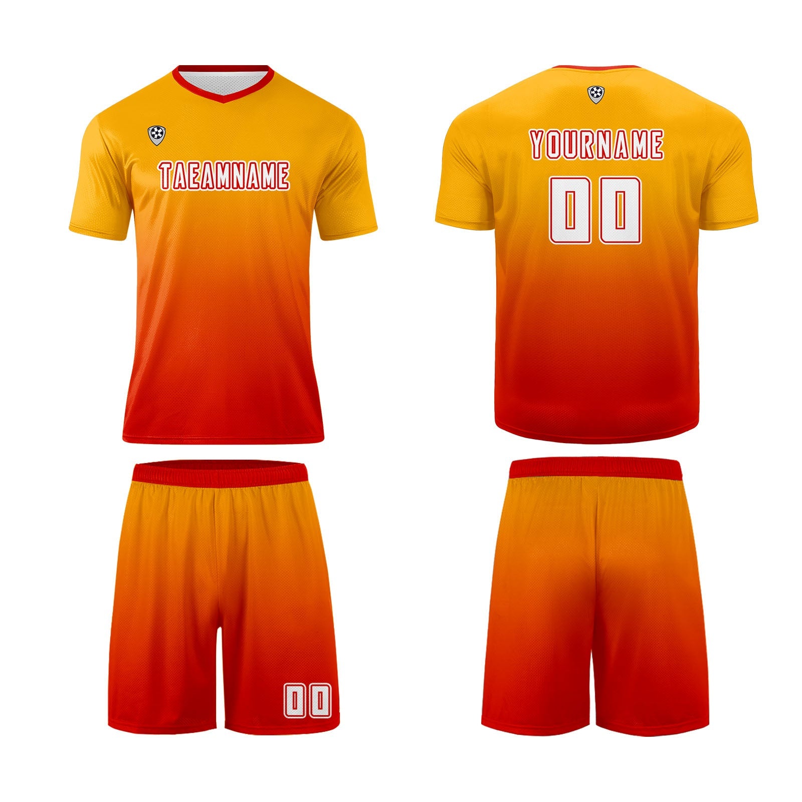 Conjunto personalizado de camiseta de uniforme naranja y rojo para niños y adultos