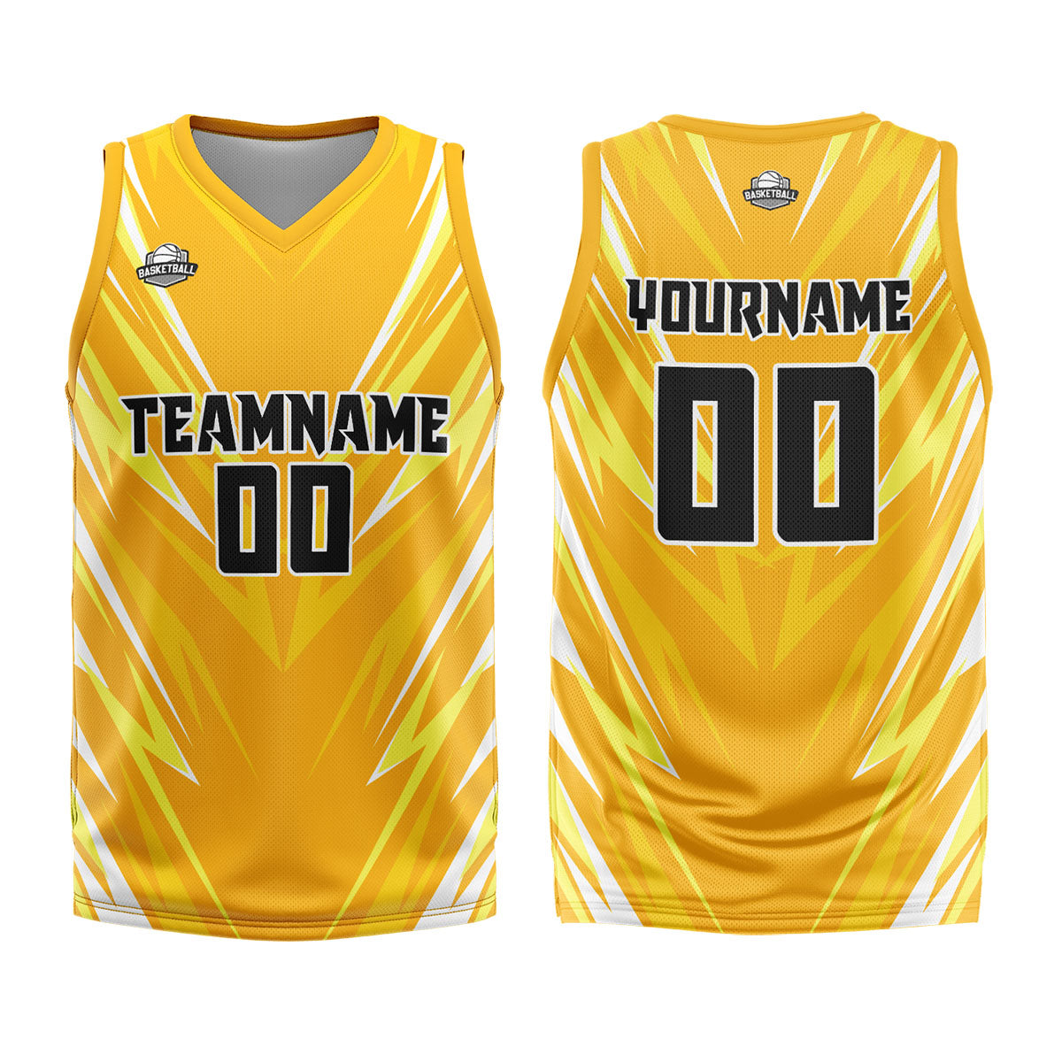Uniforme de baloncesto personalizado con triángulo naranja y camiseta estampada con tu logotipo-nombre y número