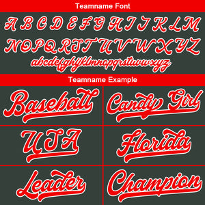 Camiseta de béisbol personalizada con diseño bordado & estilo hip hop & color gris oscuro-rojo