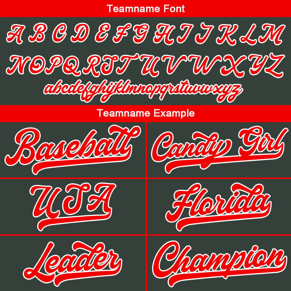Camiseta de béisbol personalizada con diseño bordado & estilo hip hop & color gris oscuro-rojo